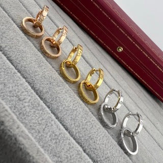 Cartier LOVE collection screw-motif double-hoop earrings (non-diamond)