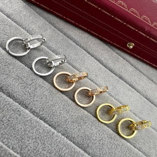 Cartier LOVE collection double-hoop earrings with screw motifs and half-set diamonds