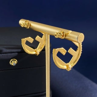 FENDI FF Crescent Hoop Stud Earrings