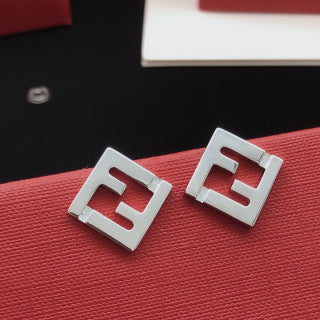 FENDI Geometric FF Square Stud Earrings