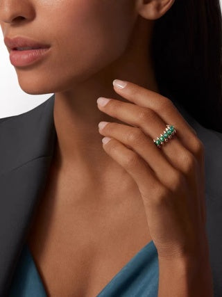 Cartier Green Bead Stud Ring