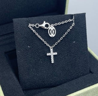 Cartier diamond-pavé cross necklace