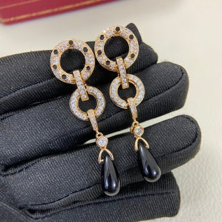 Cartier diamond-set leopard-motif tassel earrings