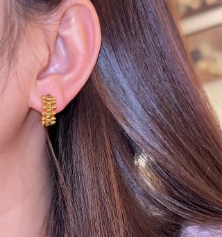 Cartier Roselle Beaded Hoop Earrings