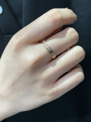Cartier narrow-band ring with two rows of diamonds (pavé setting)