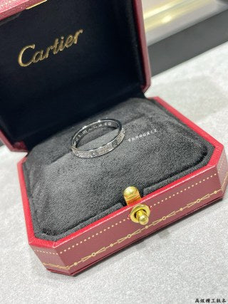 Cartier narrow-band ring with two rows of diamonds (pavé setting)