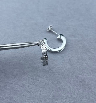 Cartier Small Narrow-Width Pavé Diamond Stud Earrings