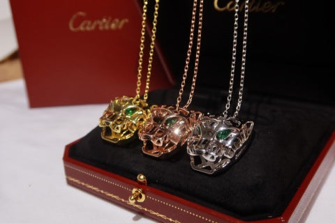 Cartier Luxury Openwork Panther Head Necklace with Polished Finish