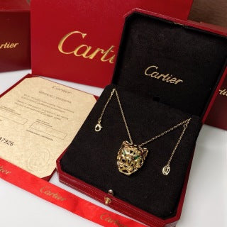Cartier Luxury Openwork Panther Head Necklace with Polished Finish