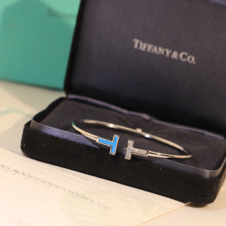 Tiffany T Enamel Diamond Wire Bracelet – Modern Luxury Jewelry