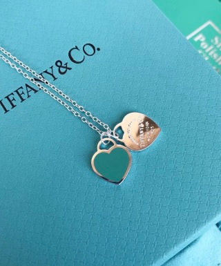 Tiffany Heart Tag Double Charm Necklace – Elegant Luxury Jewelry