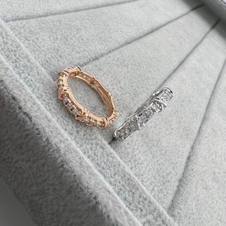 Tiffany narrow ring with three diamonds set between X-shaped motifs