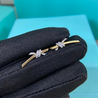 Tiffany Two-Tone Mini Twisted Rope Stud Earrings with Diamonds