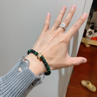 Bvlgari Green Gemstone Beaded Bracelet – Elegant Luxury Jewelry