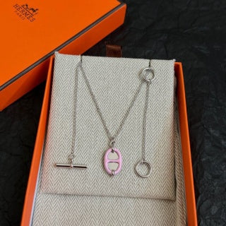 Hermès Mini Oval Enamel Pendant Necklace