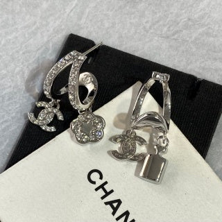 CHANEL Eveloria Silver Charm Cascade Drop Earrings