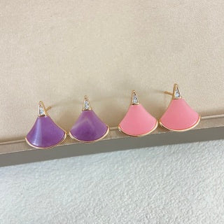 Bvlgari Pink Purple Fan Crystal Earrings – Elegant Luxury Jewelry