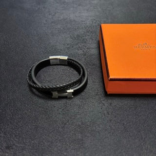 Hermès H Leather Braided Wrap Bracelet