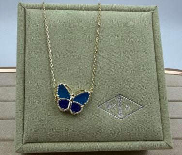 Van Cleef & Arpels Sapphire Butterfly Pendant Necklace