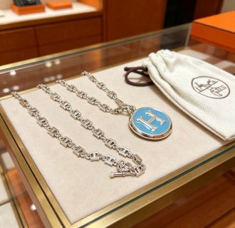 Hermès Pop H Medallion Enamel Pendant Necklace