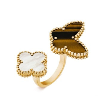 Van Cleef & Arpels Mother of Pearl Twin Clover Open Ring
