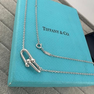 Tiffany Small Double U Horseshoe Polished Gold Pendant Necklace