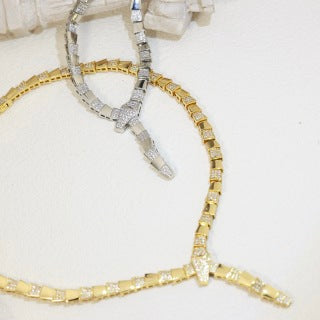 Bvlgari Geometric Link Crystal Necklace – Elegant Luxury Jewelry