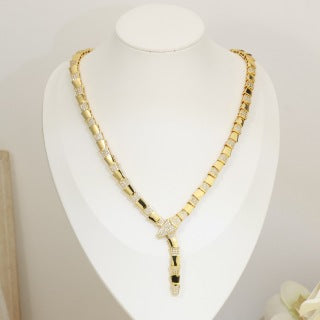 Bvlgari Geometric Link Crystal Necklace – Elegant Luxury Jewelry