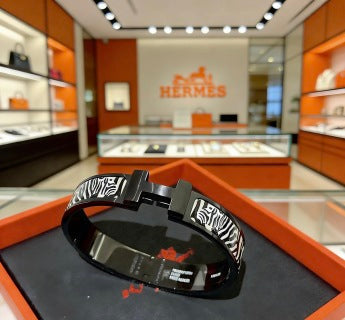 Hermès Clic H Noir Zebra Enamel Bracelet
