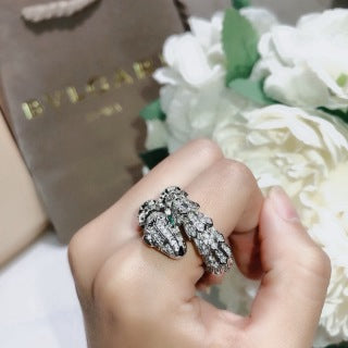 Bvlgari Green Gem Serpent Ring – Elegant Luxury Jewelry