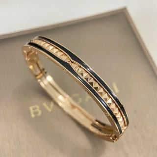 Bvlgari Rose Gold Black Ceramic Bangle Bracelet – Elegant Luxury Jewelry