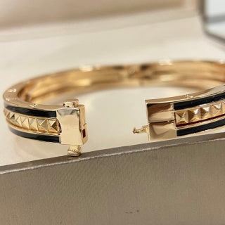 Bvlgari Rose Gold Black Ceramic Bangle Bracelet – Elegant Luxury Jewelry