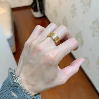 Bvlgari Gold Multi-Layer Band Ring – Elegant Luxury Jewelry