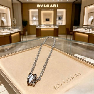 Bvlgari White Gold Circle Pendant Necklace – Elegant Luxury Jewelry