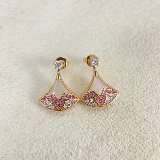 Bvlgari Pink Gem Fan Drop Earrings – Elegant Luxury Jewelry