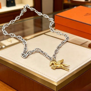 Hermès Pegasus Horse Charm Chain Necklace
