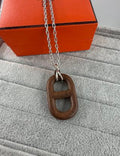 Hermès Ovale Wood Link Pendant Necklace
