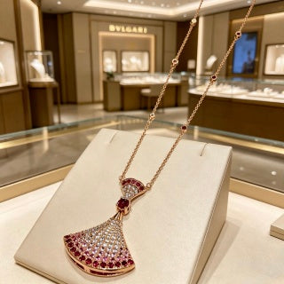 Bvlgari Pink Gem Fan Pendant Necklace – Elegant Luxury Jewelry