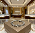 Bvlgari Silver Geometric Link Bracelet – Elegant Luxury Jewelry