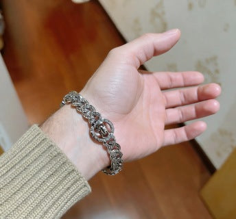 Bvlgari Silver Geometric Link Bracelet – Elegant Luxury Jewelry