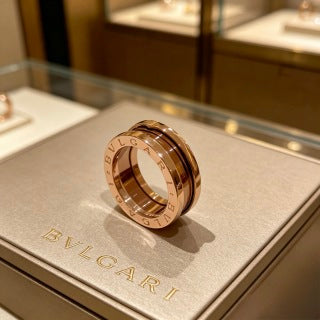 Bvlgari Rose Gold Ceramic Band Ring – Elegant Luxury Jewelry