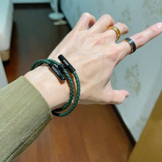Hermès Rivale Double Wrap Leather Bracelet
