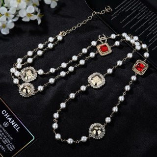 CHANEL Aurelia Pearl Ruby Charm Long Necklace