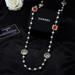 CHANEL Aurelia Pearl Ruby Charm Long Necklace