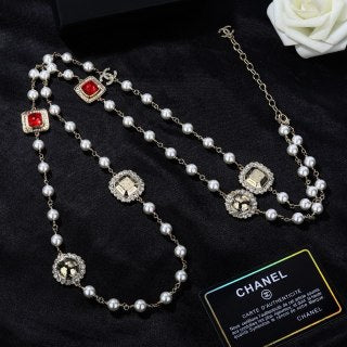 CHANEL Aurelia Pearl Ruby Charm Long Necklace