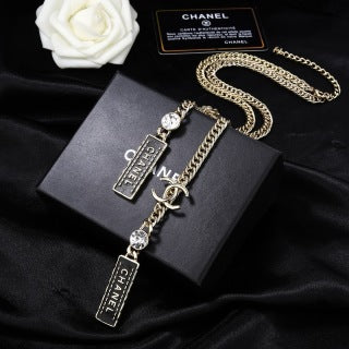 CHANEL Verena Silver Chain Tag Necklace