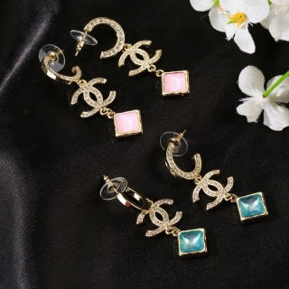 CHANEL Mirevia Color Gem Charm Earrings