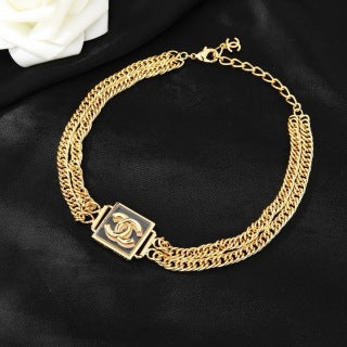 CHANEL Marcella Golden Chain Medallion Necklace