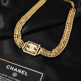 CHANEL Marcella Golden Chain Medallion Necklace