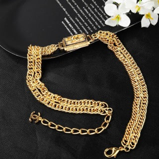 CHANEL Marcella Golden Chain Medallion Necklace